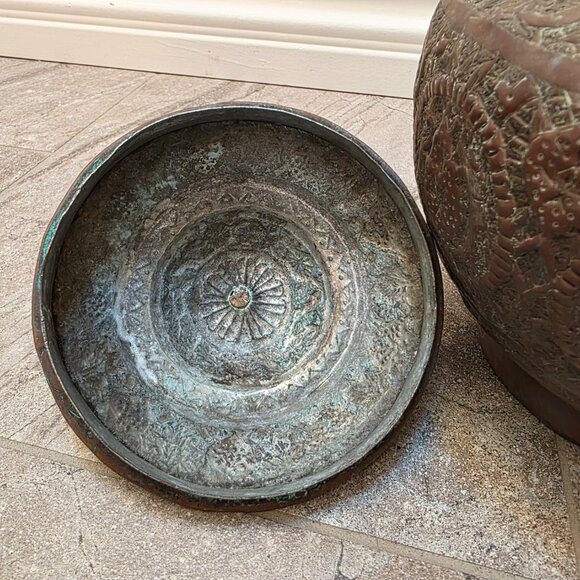 Antique Middle Eastern Persian Qajar Handmade Tin Cooper Kettle Coffee Tea Pot - Picture 9 of 11